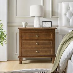 Galatea 3 - Drawer Nightstand with Built-In Outlets - Hulala Home Traditional Nightstand, Dark Academia Bedroom, Saddle Club, Academia Bedroom, Cozy Reading Corner, Bedroom And Closet, Timeless Farmhouse, Rattan Sideboard, Head Boards