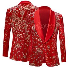 Men's Sequins Tuxedo Jacket Shiny Glitter Floral Dress Suit Blazer Coat Party Please note: Your monitor color may vary from the actual product. Please note this is in Asian sizing, smaller than western size e.g. UK, US, AU. Please check the measurements carefully before making a purchase.Please allow 2-4cm discrepancy due to different measurement method. If you are not sure which size to buy, please provide height and weight, we will recommend a suitable size. XS: bust--39.0 in/99 cm, shoulder--17.3 in/44 cm, length--26.8 in/68 cm, sleeve--23.6 in/60 cm S: bust--40.9 in/104 cm, shoulder--18.1 in/46 cm, length--27.6 in/70 cm, sleeve--24.0 in/61 cm M: bust--42.9 in/109 cm, shoulder--18.9 in/48 cm, length--28.3 in/72 cm, sleeve--24.4 in/62 cm L: bust--44.9 in/114 cm, shoulder--19.7 in/50 cm, Gold Suits For Men, Suits For Prom, European Mens Fashion, Prom Mask, Blazer Collar, Costume Viking, Custom Tuxedo, Button Shawl, Football Shirt Designs