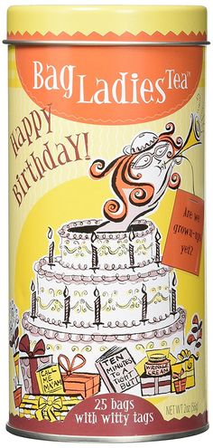 a can of happy birthday tea with white frosting