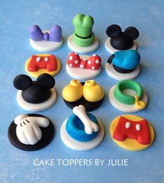 the cake toppers are made to look like mickey mouses