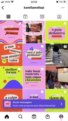 an iphone screen showing the spanish language and pictures on it, including children's names