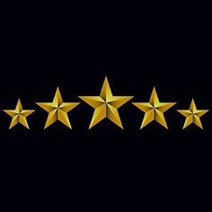 five gold stars on a black background