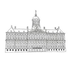 Digitale ‘pentekening’ van het Koninklijk Paleis in Amsterdam Louvre, Building, Travel