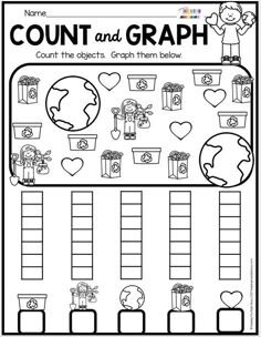 the worksheet for counting and graphing numbers to 10 with pictures on it