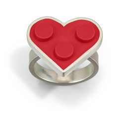 Silver & Plastic Ring - Show some love with this hand-fabricated sterling silver ring featuring a sand-blasted LEGO brick heart.<br><br>Available in quarter sizes 3-12. Plastic Rings, Workout Plan For Women, Heart Shaped Jewelry, Plastic Ring, Beaded Bracelets Diy, Lego Brick, Forever Young, Sterling Silver Bands, Sacred Heart