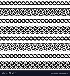 a set of black and white celtic patterns