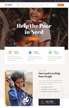 an image of a child's homepage with the words help the poor in need