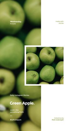 an image of green apples with the words green apple written below them in black and white