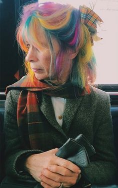 Pin for Later: 101 Real Girls Who Dare to Rock Rainbow Hair Classy and Colorful White And Rainbow Hair, Dramatic Hair Colors, Rainbow Beauty, Dramatic Hair, Rainbow Hair Color, Boring Hair, Popsugar Beauty, Bright Hair, Funky Hairstyles