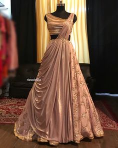 Drape Gowns Designer, Draped Lehenga, Indowestern Lehenga, Drape Lehenga, Gown Dress Design, Indian Wedding Gowns, Indian Wedding Fashion, Popular Wedding Dresses, Indian Outfits Lehenga