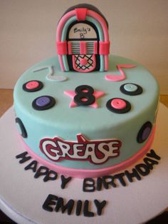 Grease Party, Movie Cakes, 50th Cake, Fantasy Cake, Frosting Tips, Juke Box