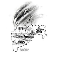 a black and white drawing of the map of india