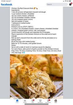 the recipe for chicken crescent rolls is shown