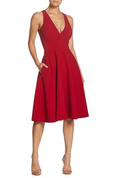 Catalina Tea Length Fit & Flare Dress,                         Main,                         color, Garnet Garnet Dress, Gaun Koktail, Flare Cocktail Dress, Fit And Flare Cocktail Dress, Red Sleeveless Dress, Daily Clothes, Ideal Wardrobe, Engagement Dress, Dress The Population