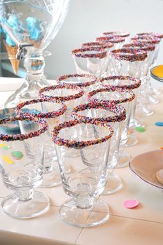 there are many glasses that have sprinkles on them