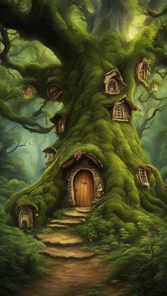 Animal Burrow, Fairy Town, Forest Faerie, Light Green Wallpaper, Spiritual Art Soul, Fantasy Imagination, Fairy Life, Magical Photography, Wallpaper Fantasy