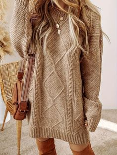 Knit Texture, Elegante Casual, Knit Sweater Dress, Fitted Sweater