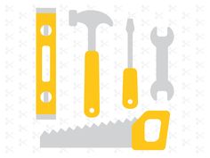 tools are arranged in the shape of a rectangle