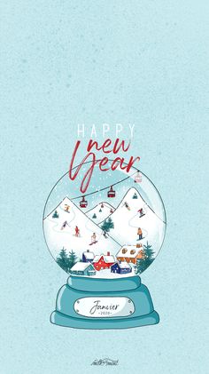 a snow globe with the words happy new year written in it