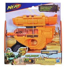 In a post-apocalyptic future, the Earth is left a barren, lawless wasteland. Out of the ashes, a lone hero emerges to bring justice to a doomed land. Welcome to the world of Nerf Doomlands! Take a stand for law and order with the single-shot Holdout blaster. The Nerf Doomlands blaster has an easy-to-carry size, making it great for fast-moving Nerf games. Load a dart into the barrel, pull back the handle, and press the trigger to fire. It comes with a detachable scope that has built-in storage fo Nerf Games, Nerf Darts, Fast Moving, Law And Order, Welcome To The World, Post Apocalyptic, Built In Storage, The Earth