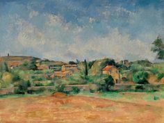 an oil painting of a village in the distance