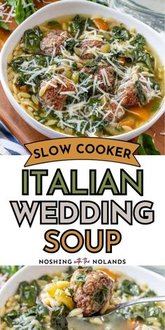 italian wedding soup with meatballs and spinach