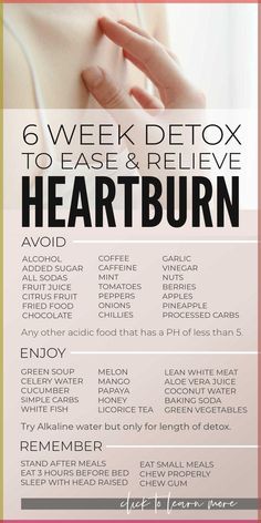 Get heartburn relief fast with a simple 6 week detox to relieve acid reflux symptoms. #heartburn #heartburnrelief #acidreflux Gerd Relief Instant, Heart Burn Friendly Recipes, Heart Burn Relief Fast, Acid Reflux Relief Instant, Heart Burn Relief, Healthy Reset, Ulcer Diet, Restore Gut Health, Acid Reflux Symptoms