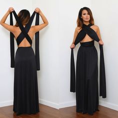 ELEGANT WEAR ME 100 WAYS DRESS Black Infinity Dress, Infinity Dress Ways To Wear, Infinity Dress Styles, Infinity Wrap Dresses, Sukienki Maksi, Infinity Dress Bridesmaid, Multiway Dress, Multi Way Dress, Dress Sleeves