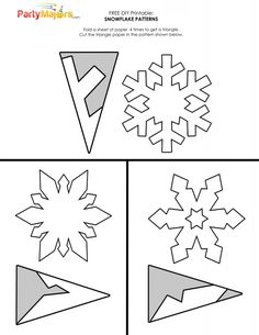 the snowflake pattern is shown in three different ways to make it look like an origami