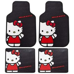 four hello kitty car mats are shown