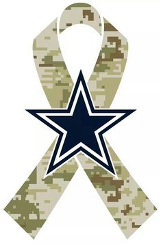 an image of a star on a camo ribbon with the word cowboys in it