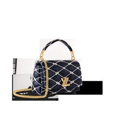 LOUIS VUITTON® - Go-14 Mm - Bleu Navy Lv Art, Luxury Navy Bags For On-the-go, Luxury Blue Bags With Chain Detail, Lv Twist, Louis Vuitton New Wave Chain Bag, Louis Vuitton New Wave Chain Bag Pm, Louis Vuitton Gifts, Bags Luxury