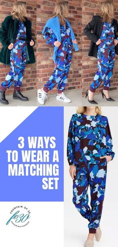 Here are 3 ways to style an inexpensive matching set from Target! #fashion #over40 #joggers #floral #outfits Target Fashion, Fun Heels, Casual Sweaters, Sporty Style, Night Outfits, How To Style, Get The Look, Date Night Outfit