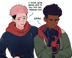 Miles Spiderman, Miles Morales Spiderman, Spiderman Artwork, Fandom Crossover, Marvel Spiderman Art, Spiderman Comic, Cartoon Crossovers, Jujitsu Kaisen, Anime Crossover