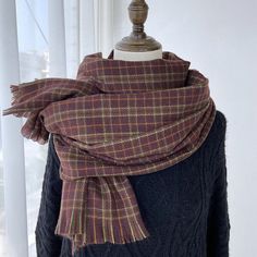 Warm Scarves For Fall Cold Weather, Warm Scarves For Cold Weather In Fall, Warm Scarves For Fall And Cold Weather, Plaid Scarves For Cold Weather In Winter, Cozy Wool Scarves For Fall, Warm Brown Scarf For Fall, Casual Brown Scarf For Fall, Warm Brown Fall Scarf, Plaid Winter Scarves One Size