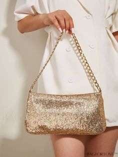 BagForLove - Sparkling Chain Square Bag with Sequin Accents Sequin Bag, Sequin Decor, Cool Gifts For Women, Baguette Bag, Chain Crossbody Bag, Friend Photoshoot, Square Bag, 7 11, Chain Bags