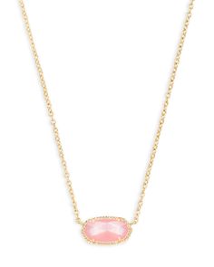 A dainty stone and delicate metallic chain combine to create the Elisa Gold Pendant Necklace in Peach Mother-of-Pearl, your new favorite wear-anywhere accessory. This pendant necklace can be paired with any ensemble, giving you extra class and style. Make the Elisa Gold Pendant Necklace a staple in your wardrobe and you won't be disappointed. Light Pink Kendra Scott Necklace, Kendra Scott Pink Necklace, Kendra Scott Necklace Outfit, Pink Kendra Scott Necklace, Necklaces Kendra Scott, Pink Kendra Scott, Preppy Necklace, Light Pink Necklace, Elisa Gold Pendant Necklace