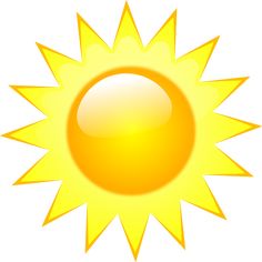 the sun icon is shown in yellow and has four rays on one side, as well as