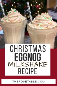 christmas eggnog milkshake recipe with whipped cream and sprinkles