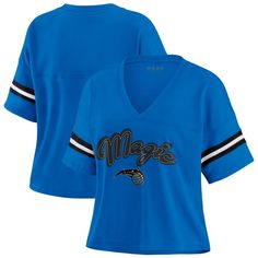 Bring a pop of color to your Orlando Magic game-day look with this WEAR by Erin Andrews Color Block Boxy V-Neck T-Shirt. This stylish top features a color block design with rib-knit insets sewn into the sleeves for a touch of texture. The dropped shoulder seams provide a loose, relaxed, oversized fit that's perfect for game day or any casual occasion. Erin Andrews, Color Block Design, Stylish Top, Orlando Magic, Women's Wear, Trendy Tee, Block Design, Woman Colour, Screen Print