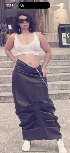 Beautiful long leather skirt. Beautiful statement piece this holiday. Pair with boots or heels. Long Leather Skirt, Dress Clothes For Women, Leather Skirt, Favorite Outfit, Art Collection, Dress Outfits, Bathing Beauties, Purses And Bags, Womens Dresses