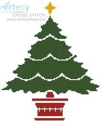 a cross stitch christmas tree on a white background