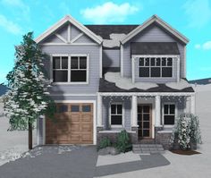 Modern Suburban House, Bloxburg House Builds, Modern Mansions, Winter House Exterior, Roblox Bloxburg House Ideas, Free House Design, Bloxburg Builds, Cozy Cottages