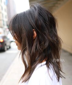 Cherin Choi, Dark Brunette Balayage Hair, Dark Brunette Balayage, Long Shag Haircut, Easy Hair Cuts, Hair Brunette, Fall Hair Cuts, Long To Short Hair, Easy Hairstyles For Medium Hair