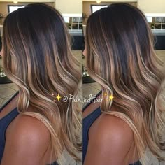 @paintedhair created the ultimate dark chocolate caramel balayage goals with creamy tips #modensalon Black Hair Balayage, Ombre Hair Color, Hair Envy, Brunette Hair, Great Hair, Blonde Hair Color, Ombre Hair, Gorgeous Hair