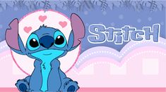 an image of stitch with the name stitch on it's chest and blue eyes