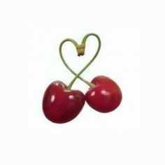 two cherries in the shape of a heart