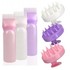 2pcs Hair Dye Refillable Bottle Applicator Comb Hair Massager Brush Air Cushion Comb Set Hair Coloring Hairdressing Styling Tool Descriptions: Massage scalp deep care. Silicone massage contact, easy to operate. Brush teeth are soft and hard, not hurting scalp. Has good massage effect, promotes blood circulation and prevents hair loss. Environment-friendly shell, no deformation, good toughness, not easy to break, feel comfortable. Uses: used for washing hair and massaging scalp during bathing. Pa Hair Massager, Brush Teeth, Massage Brush, Comb Set, Shampoo Brush, Smartwatch Women, Oil Dispenser, Comb Hair, Hair Setting