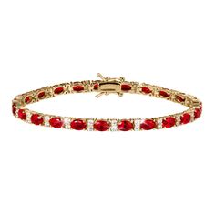 Glittering and incredibly glamorous, this gorgeous trio of bracelets features shimmering oval fiery red, midnight blue or evergreen gems with alternate shimmering ice white Diamondeau®, the supreme diamond alternative. Fashioned from sterling silver, gloriously plated in golden yellow gold. The ideal accessory for the party season. Luxury Red Oval Bracelet, Red Oval Fine Jewelry Tennis Bracelet, Red Oval Tennis Bracelet Fine Jewelry, Classic Oval Jewelry With Sparkling Stones, Elegant Red Jubilee Bracelet Jewelry, Red Oval Diamond Classic Bracelet, Red Oval Classic Diamond Bracelet, Classic Red Oval Diamond Bracelet, Red Oval Diamond Gemstone Bracelet