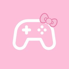 a pink wallpaper with a cartoon character holding a video game controller in it's right hand